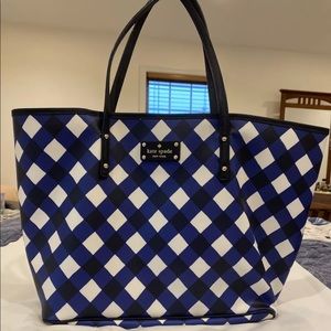 Kate Spade blue and white large tote leather